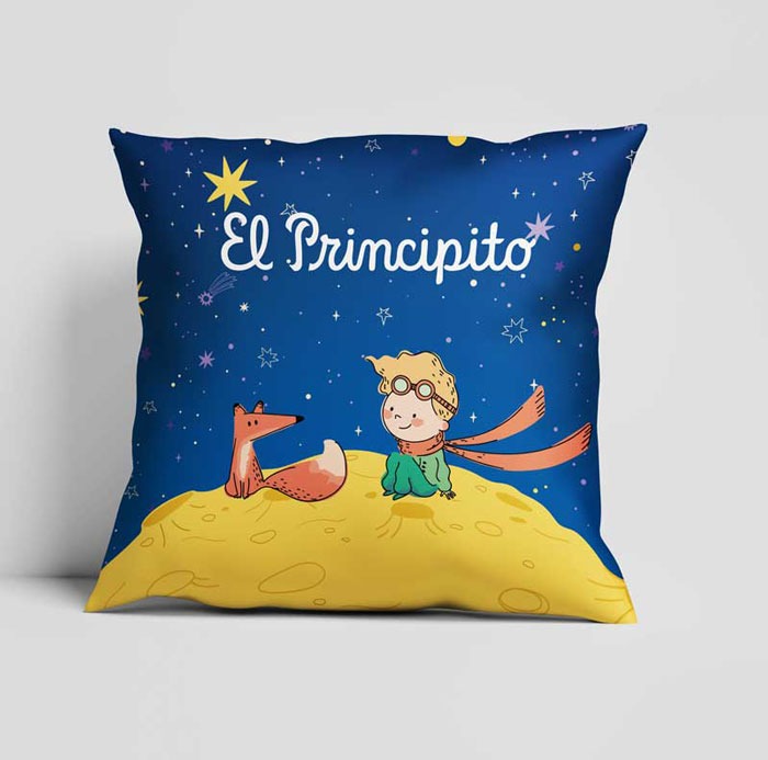Cojín El Principito y zorrito estrellas
