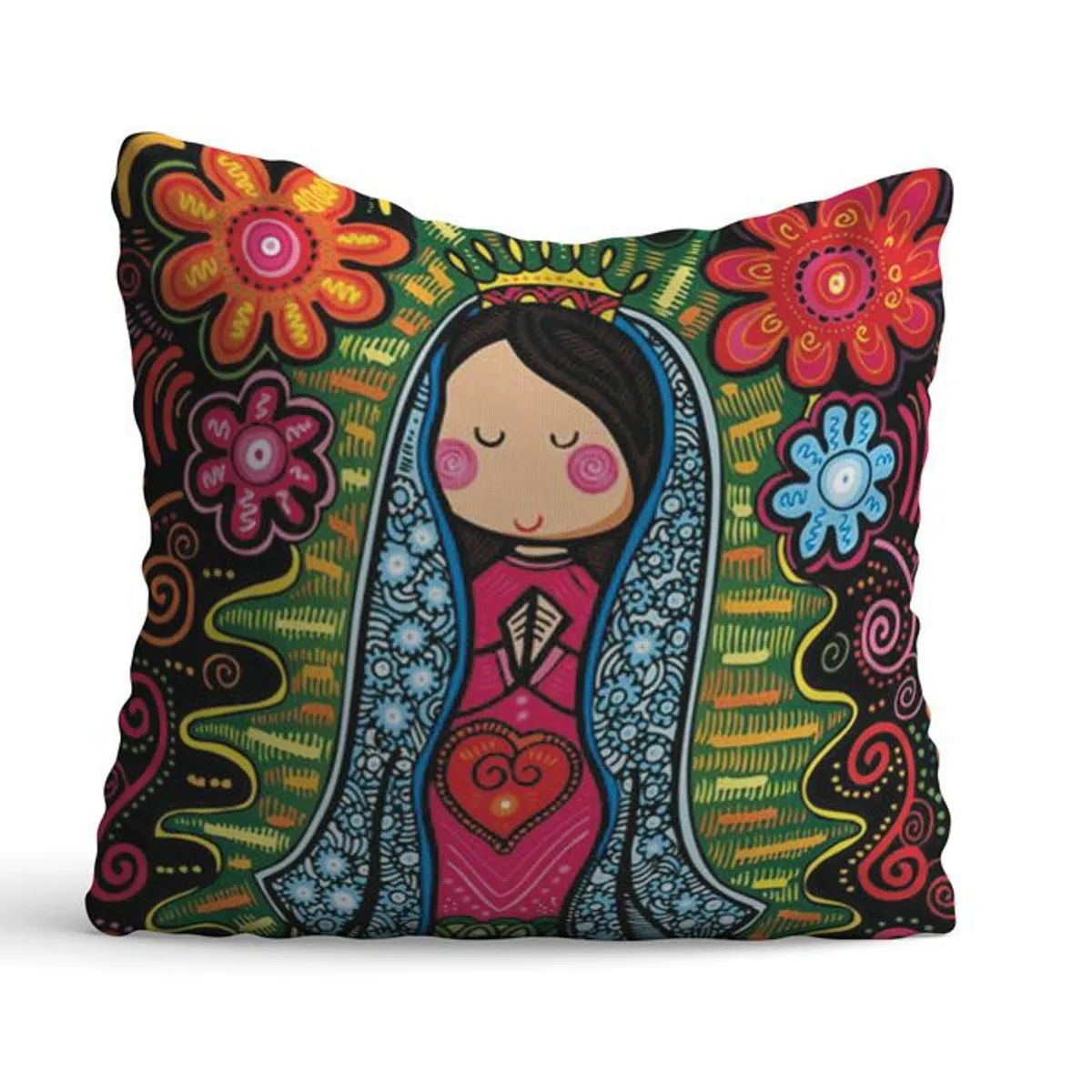 Cojín Virgen de Guadalupe – Arte y protección para tu hogar
