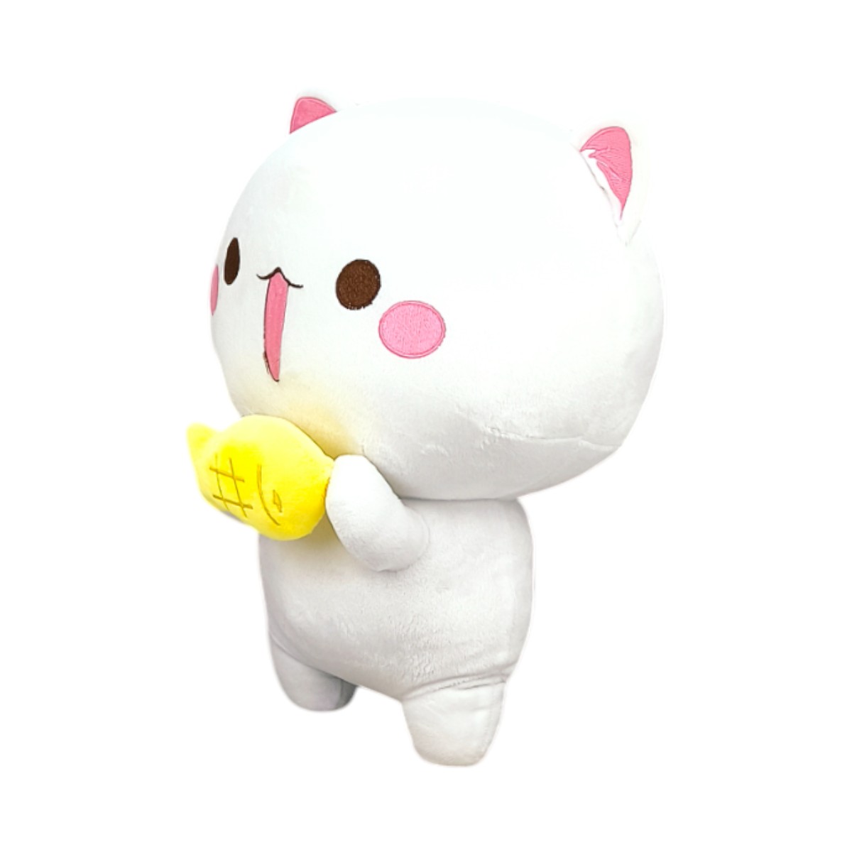 Peluche Gatito Blanco con Pez Amarillo 30 cm