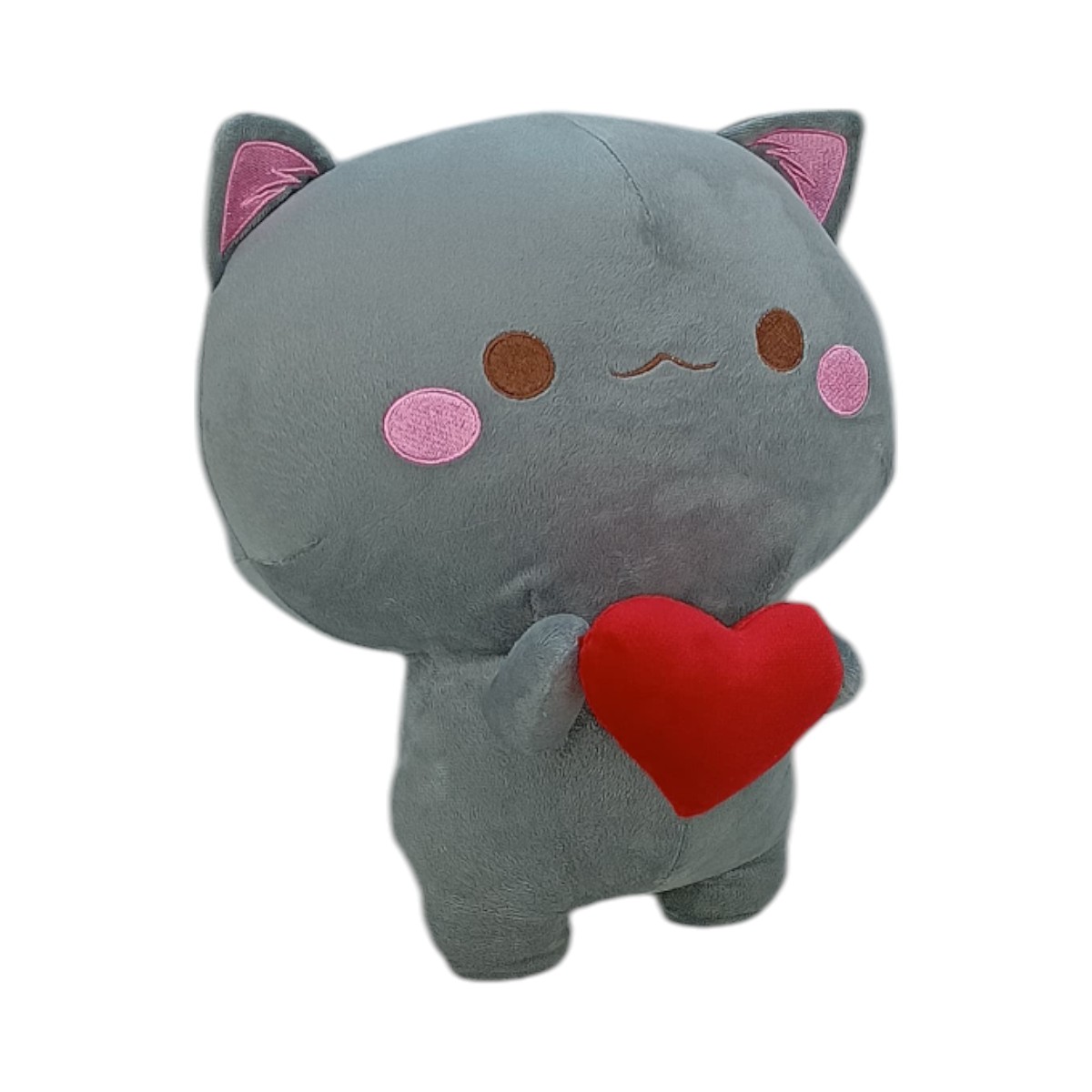 Peluche Gatito Gris con Corazón 30 cm