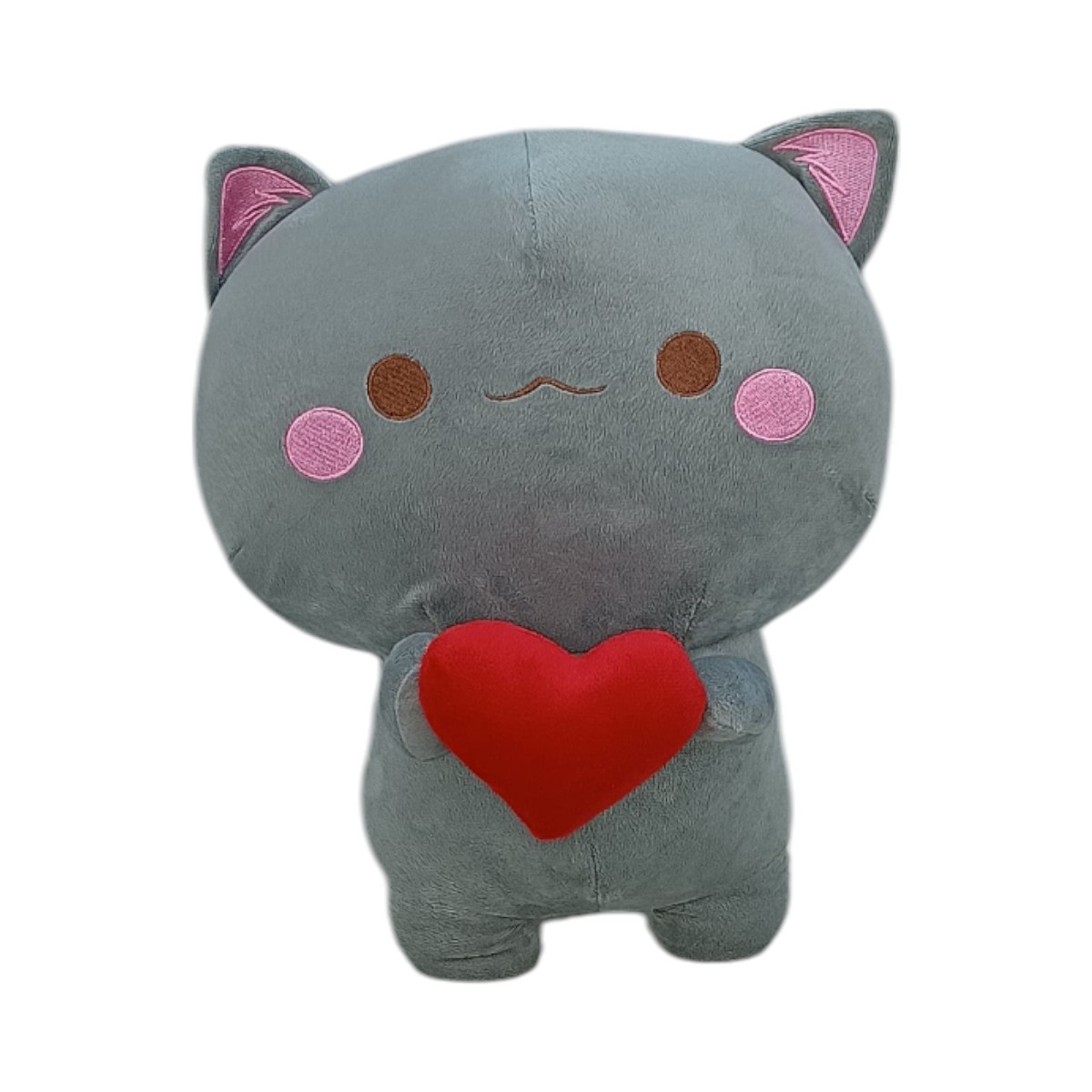 Peluche Gatito Gris con Corazón 30 cm